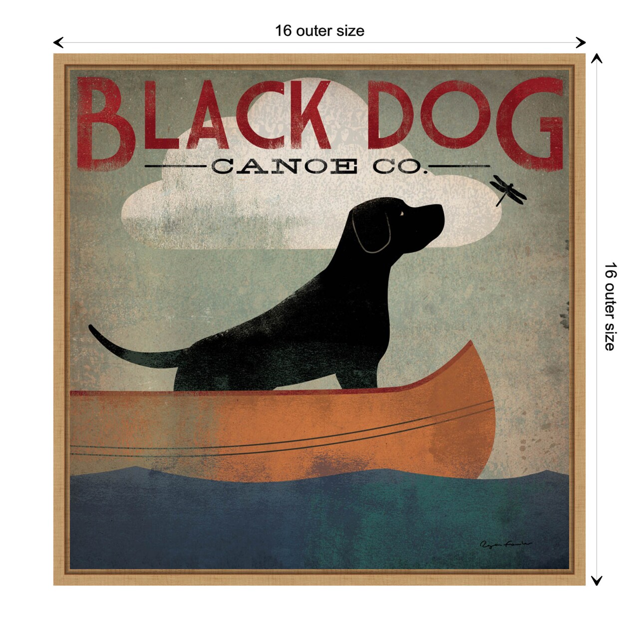 Black Dog Canoe Co (square) by Ryan Fowler Canvas Wall Art Print Framed
